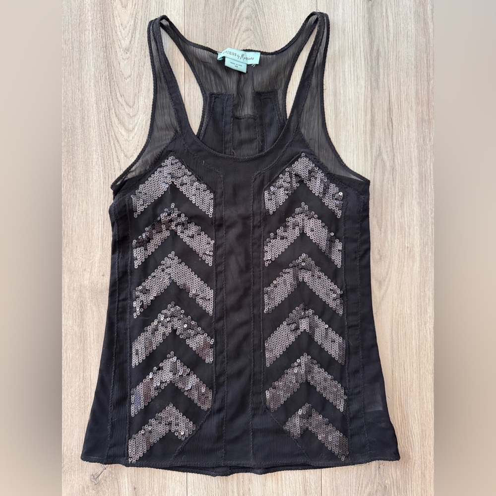 Black Sequin Marciano Cami XS